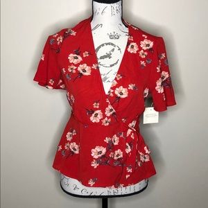 Inspired Japanese Floral wrap blouse